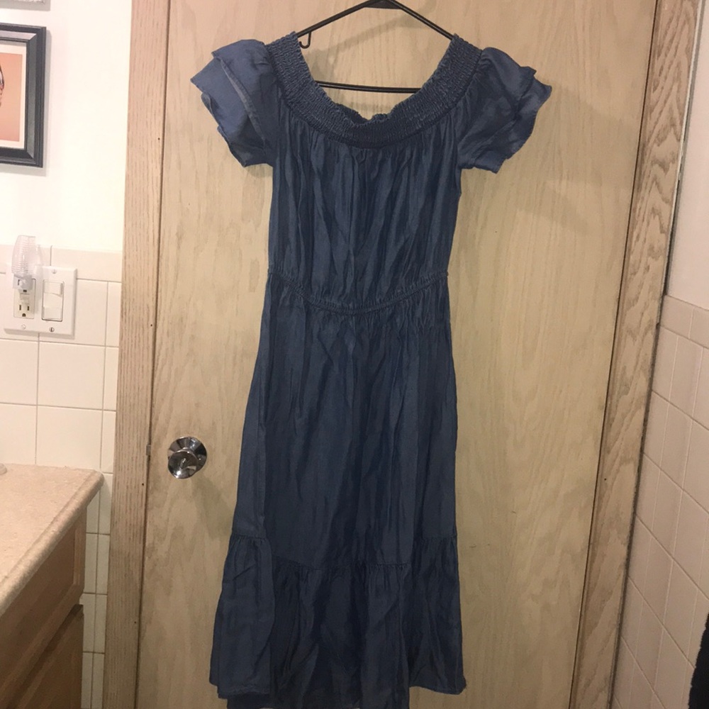 Soft light denim colored long maxi dress